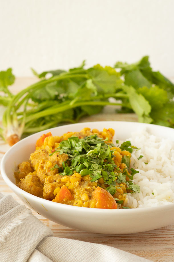 goan ros (yellow split peas curry with soya chunks)